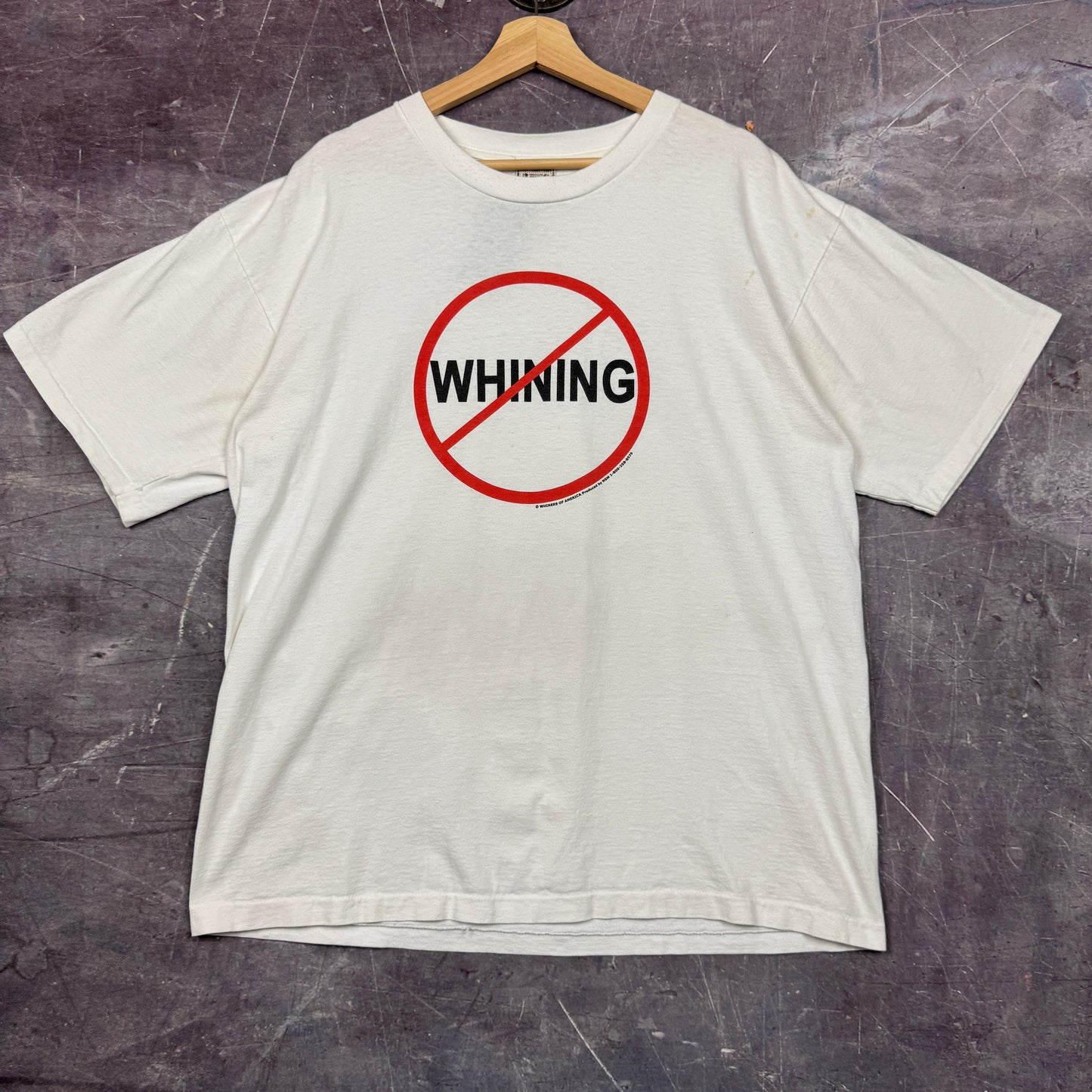 90s White No Whining Whiners of America Graphic Shirt XL 0892