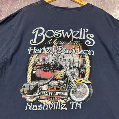 00s Navy Blue Harley Davidson Motorcycle Nashville Tennesee Graphic Shirt XL 0899