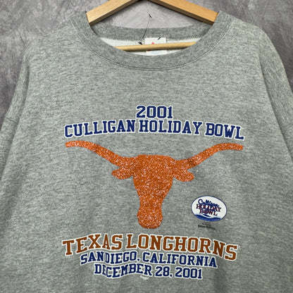 2001 Grey Cullingham Holiday Bowl Texas Longhorns Crewneck Sweatshirt 4367