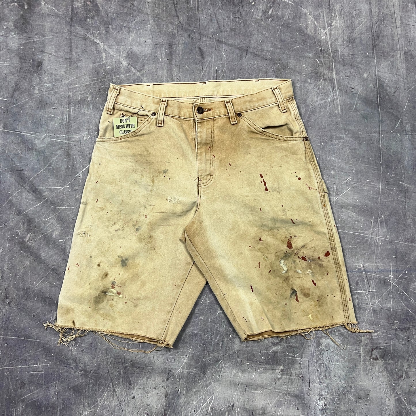 Early 00s Tan Brown Painter Dickies Carpenter Work Shorts 31x11 AY68