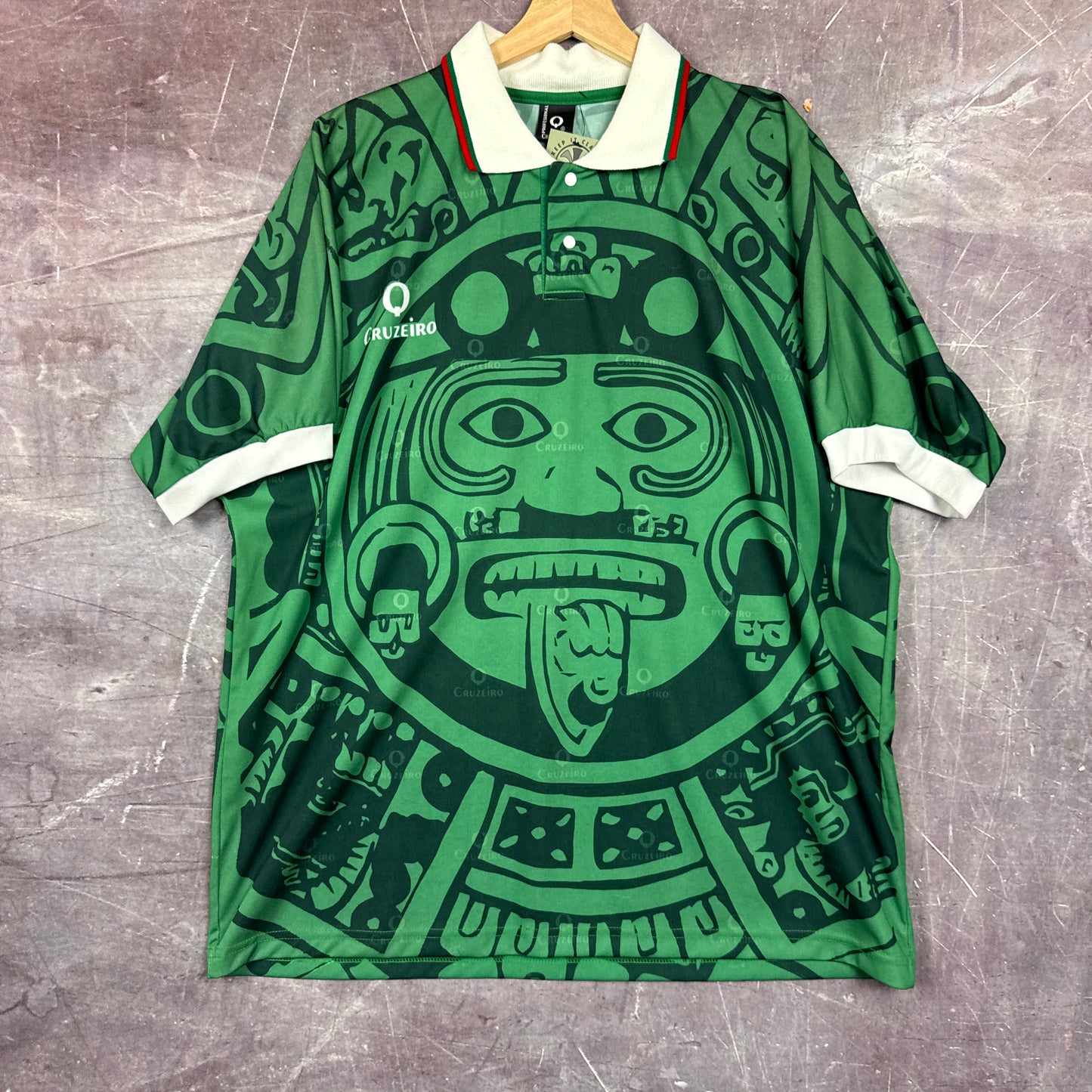 00s Green Mexico Collared Soccer Jersey 3381