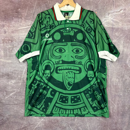 00s Green Mexico Collared Soccer Jersey 3381