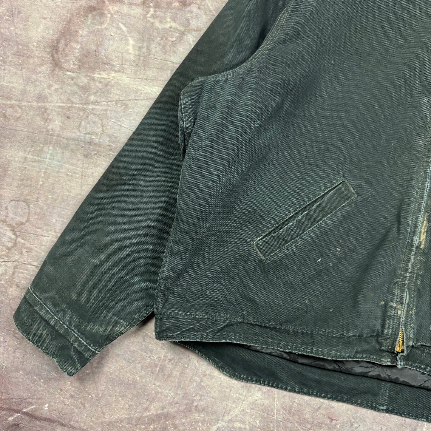 Early 00s Faded Black Carhartt Hooded Detroit Work Jacket XXL 2359