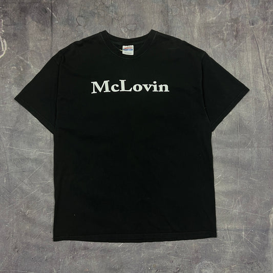 Early 00s Black Text "McLovin" Quote Superbad Movie Promo Shirt XL AT33