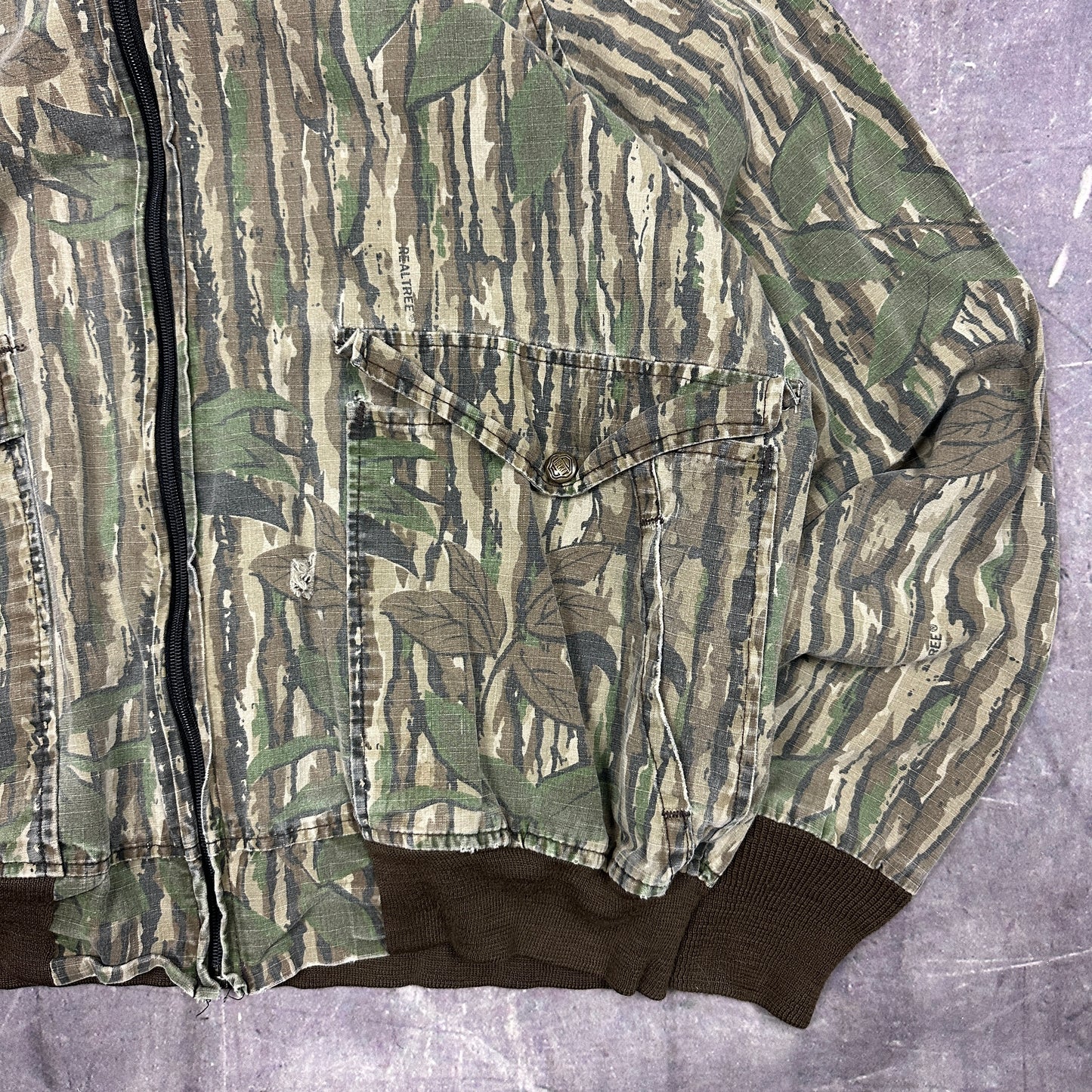 90s Real Tree Camo Lightweight Bomber Jacket Boxy XL D35