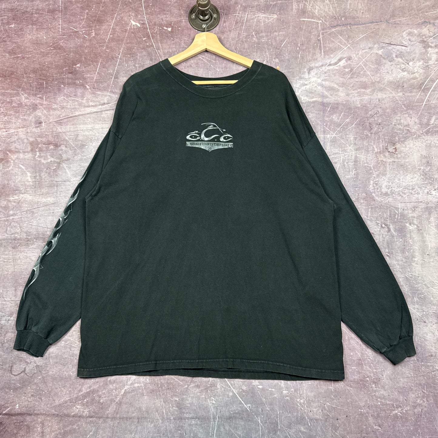 00s Black Orange County Choppers Flame Sleeve Shirt 3045