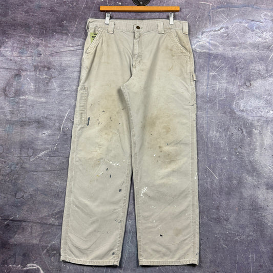 00s Light Gray Carhartt Carpenter Work Pants 34x29.5 0460