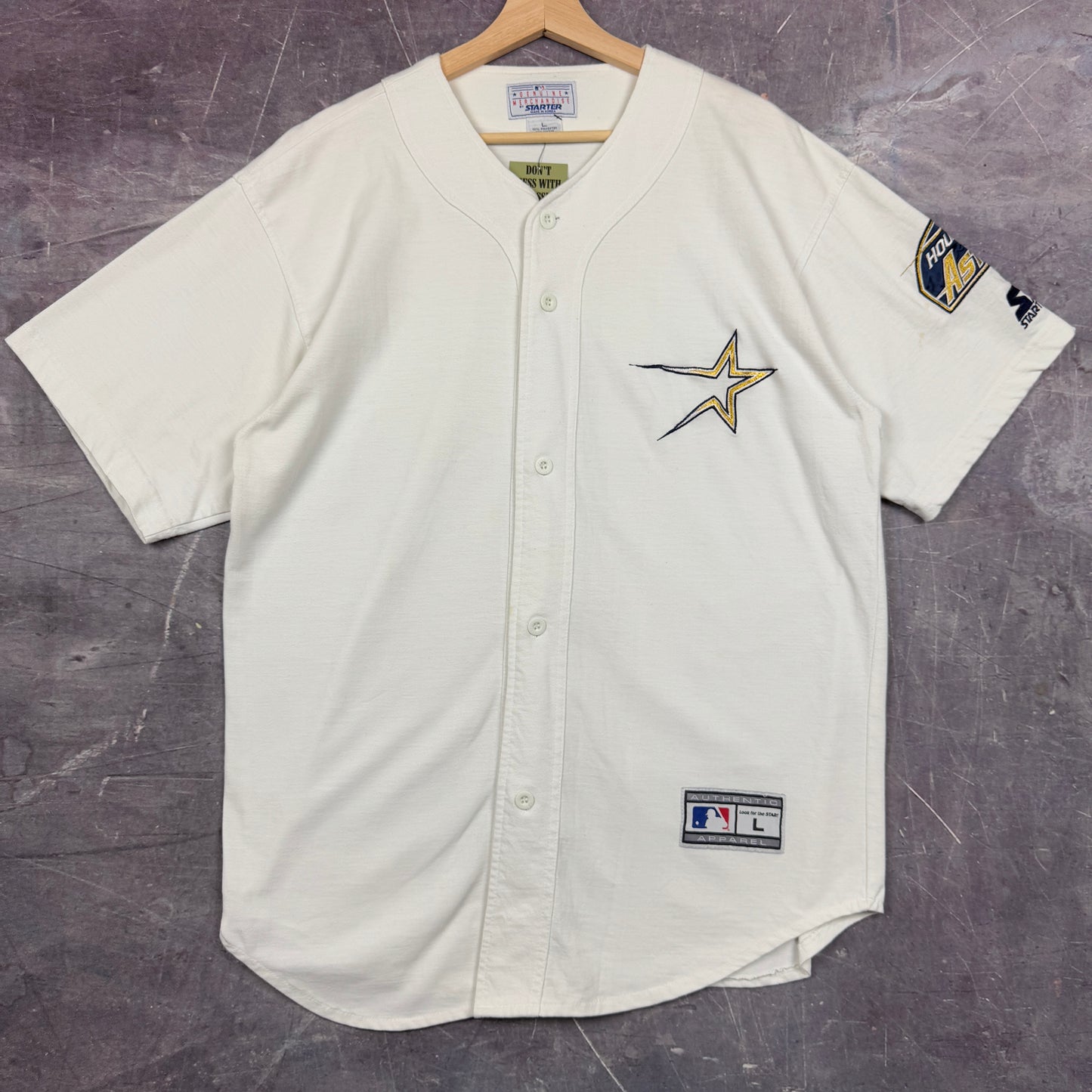 90s White Houston Astros Gold Star Starter Baseball Starter Jersey XL 1025