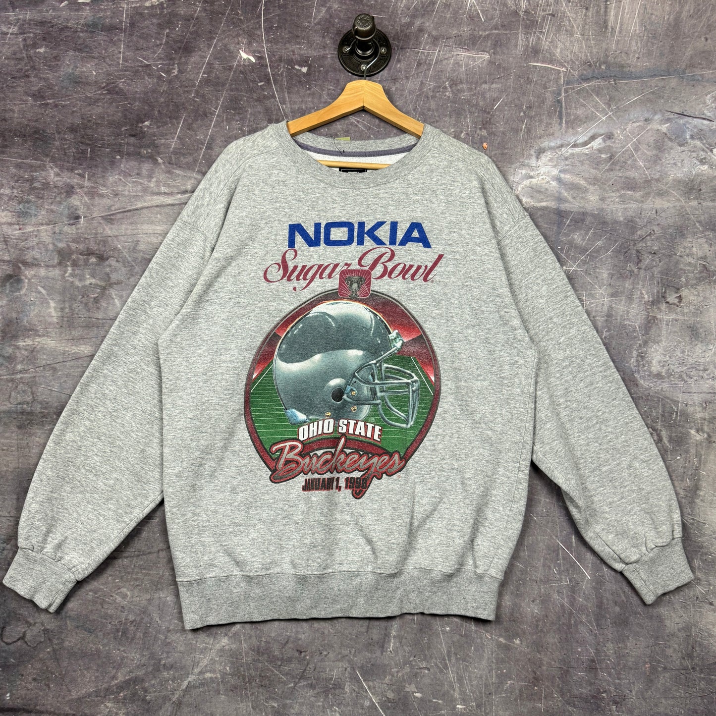 1998 Light Gray Starter Ohio State Buckeyes Nokia Suger Bowl Crewneck Sweatshirt L 0046