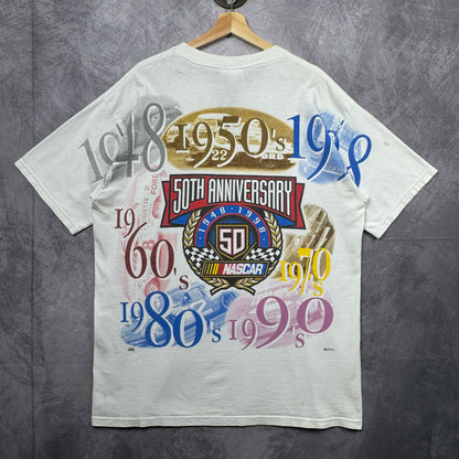 1998 White Nascar 50th Anniversary Shirt 3933