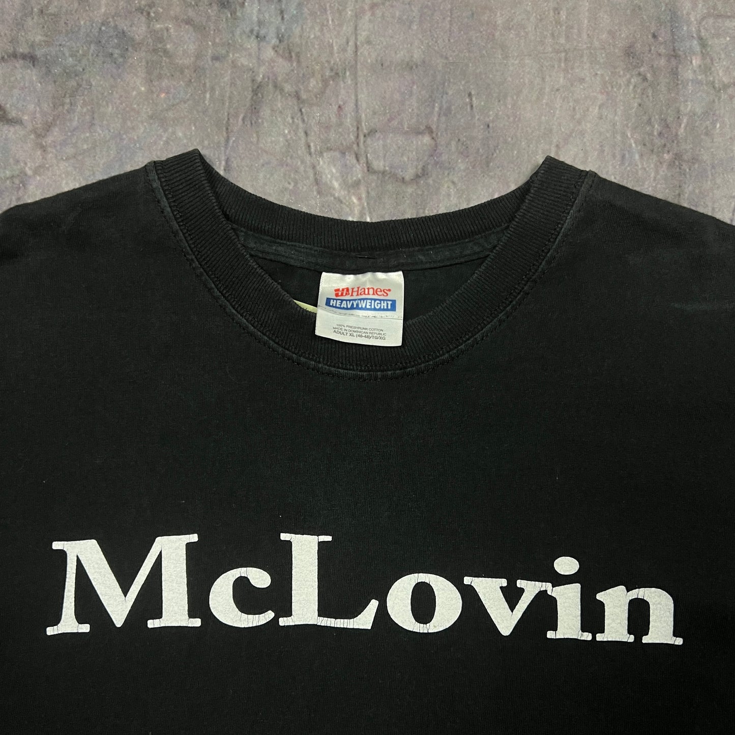 Early 00s Black Text "McLovin" Quote Superbad Movie Promo Shirt XL AT33