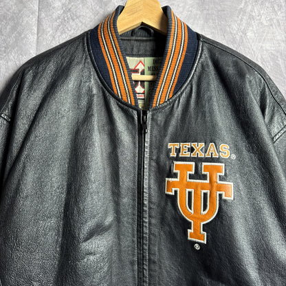 90s Black Texas Longhorns Leather Jacket 4472
