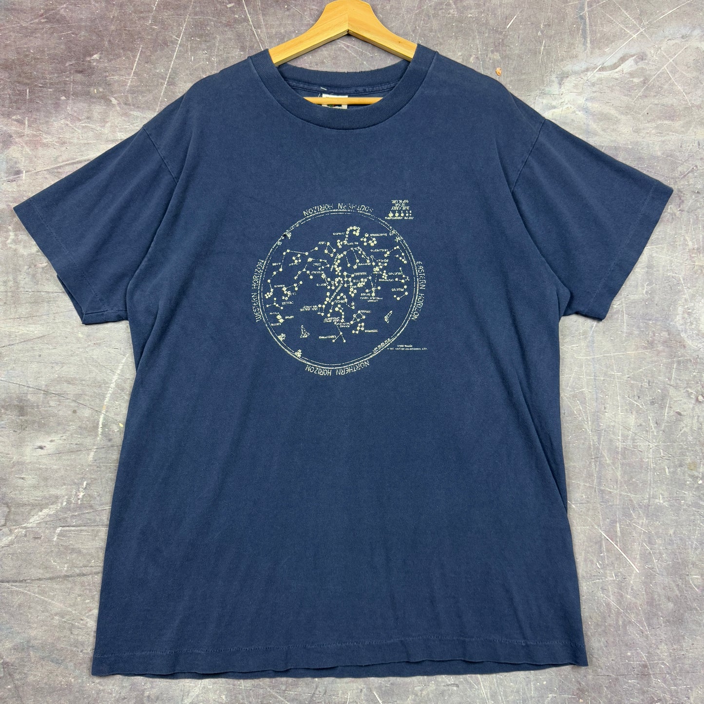 1987 Navy Blue Astrology Constellations Graphic Shirt XL 1083