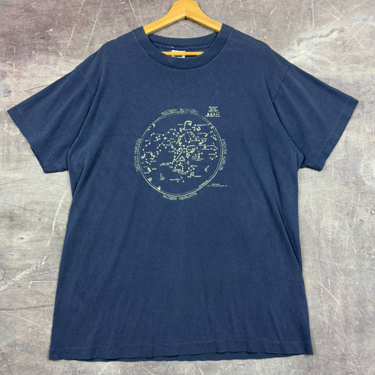 1987 Navy Blue Astrology Constellations Graphic Shirt XL 1083