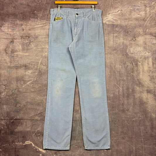 70s Baby Blue White Tab Corduroy Levi's Pants 33x33 0816