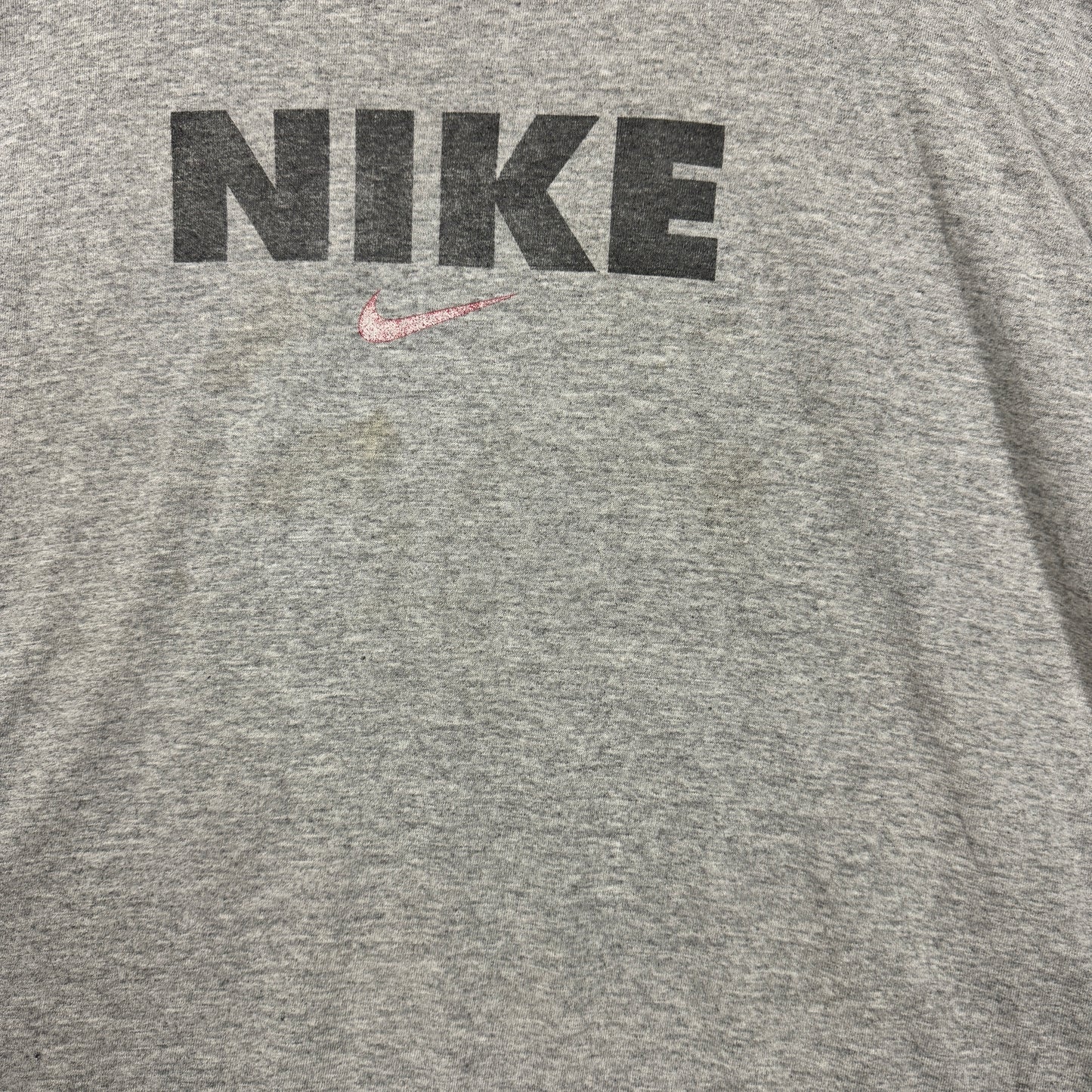 Early 00s Light Gray Nike Spellout Logo Center Swoosh Essential Shirt XXL 1135