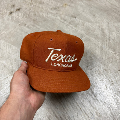 80s Orange University of Texas Longhorns Sports Specialties Single Line Script Snapback Hat