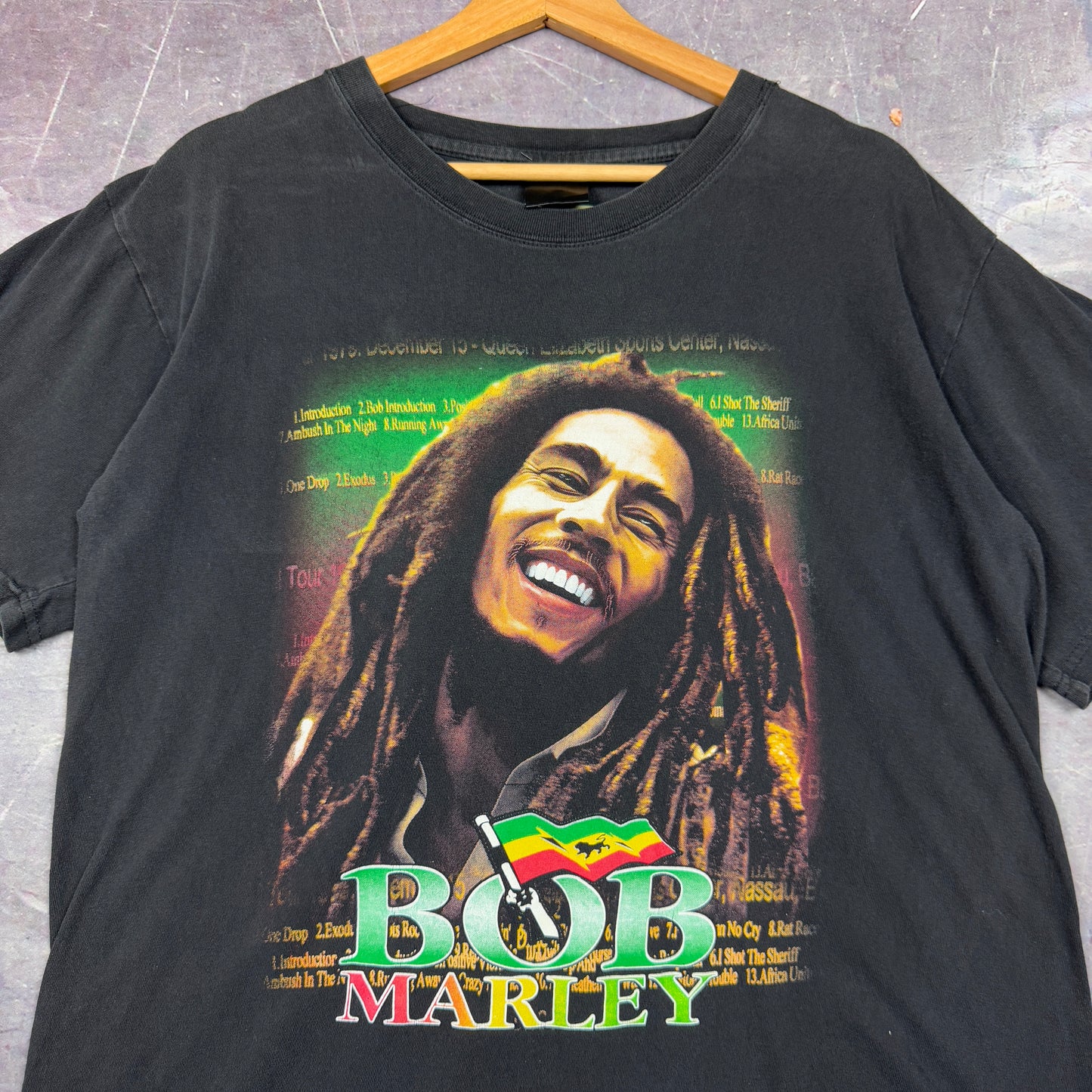 Early 00s Black Bob Marley Rap Tee Graphic Shirt L 0929