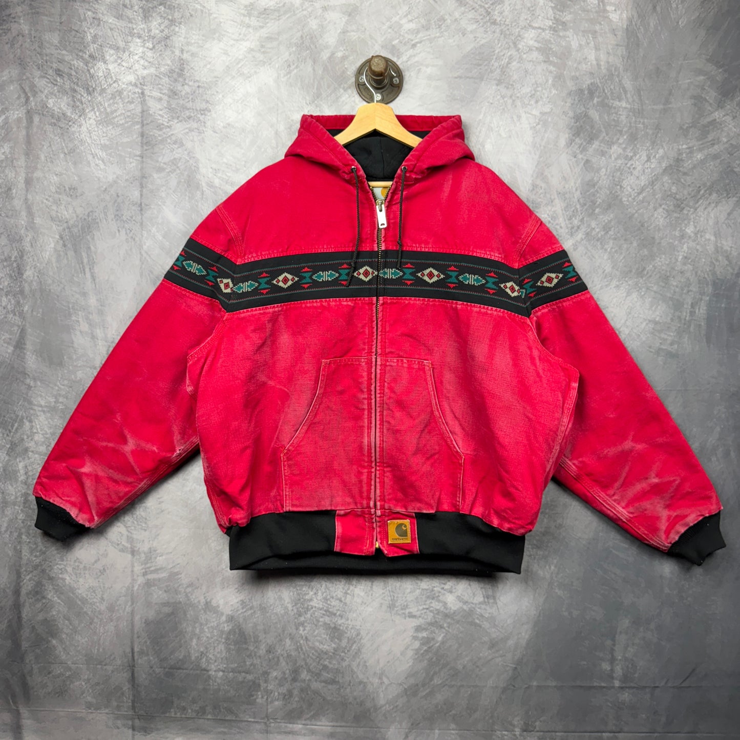90s Red Carhartt Aztec Jacket 4057