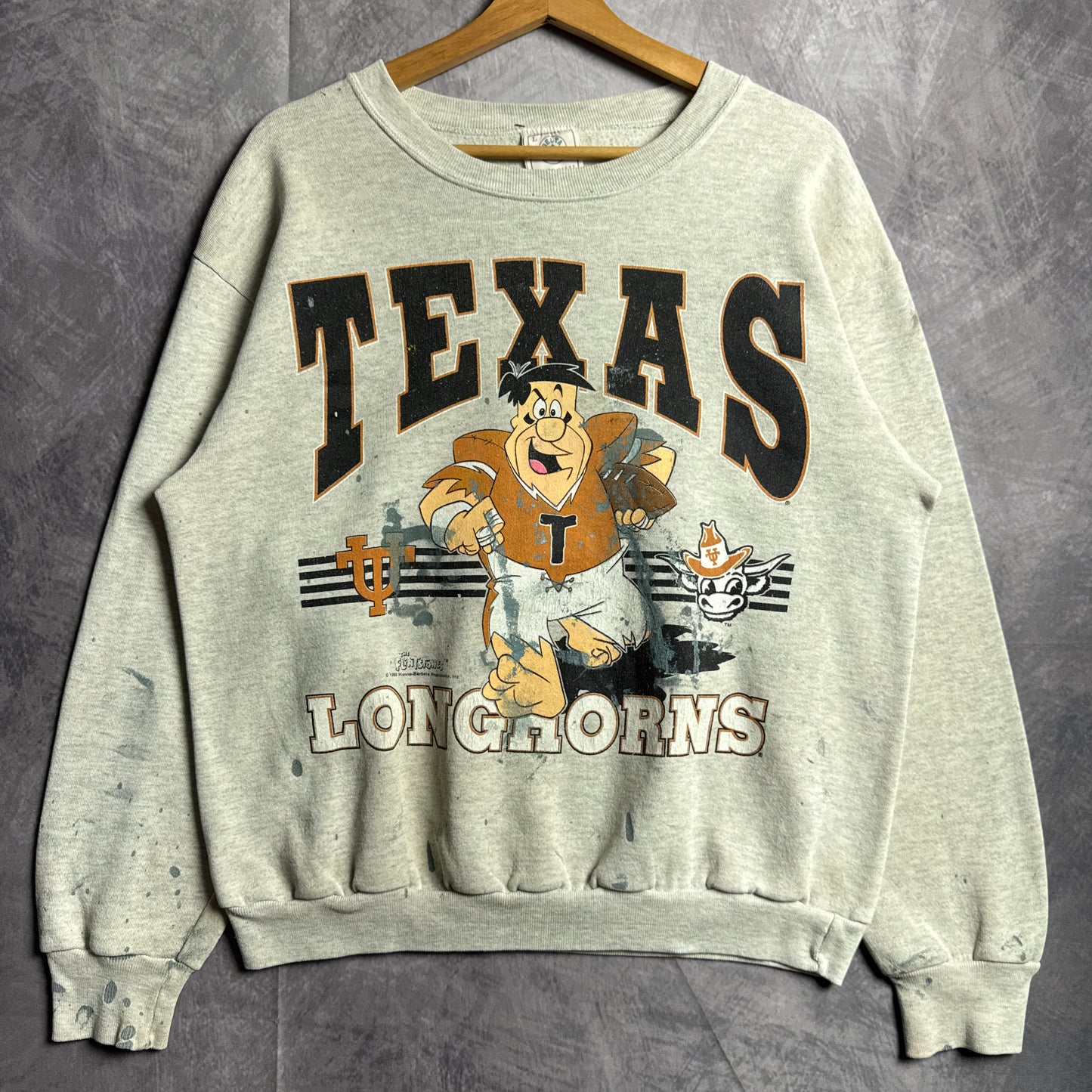 90s Grey Flinstones Texas Longhorns Crewneck Sweatshirt 4443