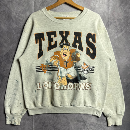 90s Grey Flinstones Texas Longhorns Crewneck Sweatshirt 4443