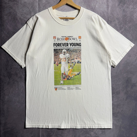 2006 White Texas Longhorns Forever Young Newspaper Rose Bowl Shirt 4571