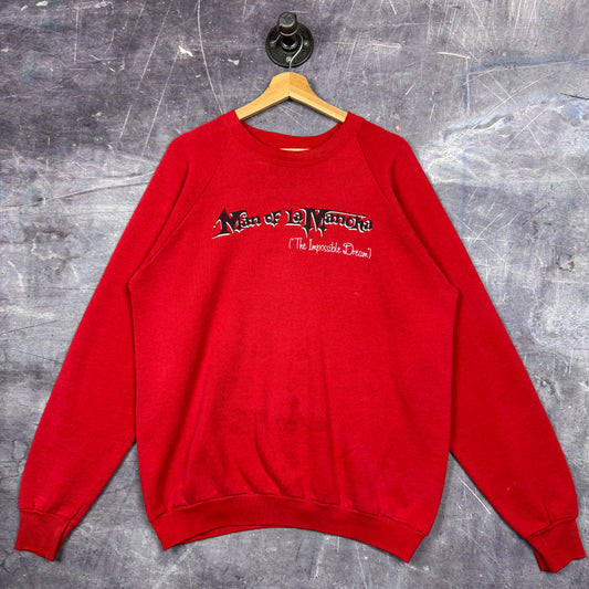 90s Red Man of La Mancha Musical Promo Crewneck Sweatshirt M 0068