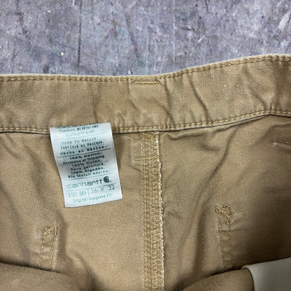 Early 00s Tan Brown Baggy Carhartt Carpenter Work Shorts 35x11 AZ76