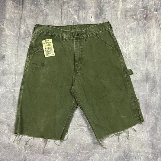 90s Army Green Baggy Big Bill Carpenter Work Shorts 30x11 AZ21