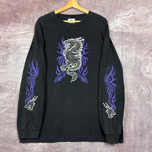 00s Black Dragon Flame Sleeve Shirt 3103
