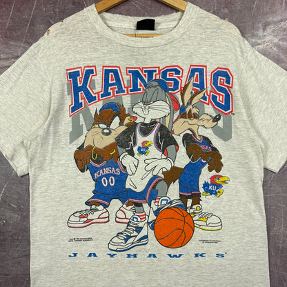 1993 Grey Kansas Looney Tunes Basketball Shirt 3321