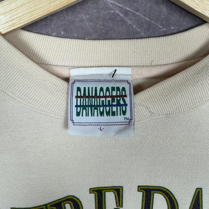 90s Cream Notre Dame Irish Graphic Crewneck Sweatshirt L 1286