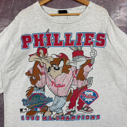 1993 Grey Phillies Looney Tunes Shirt 3313