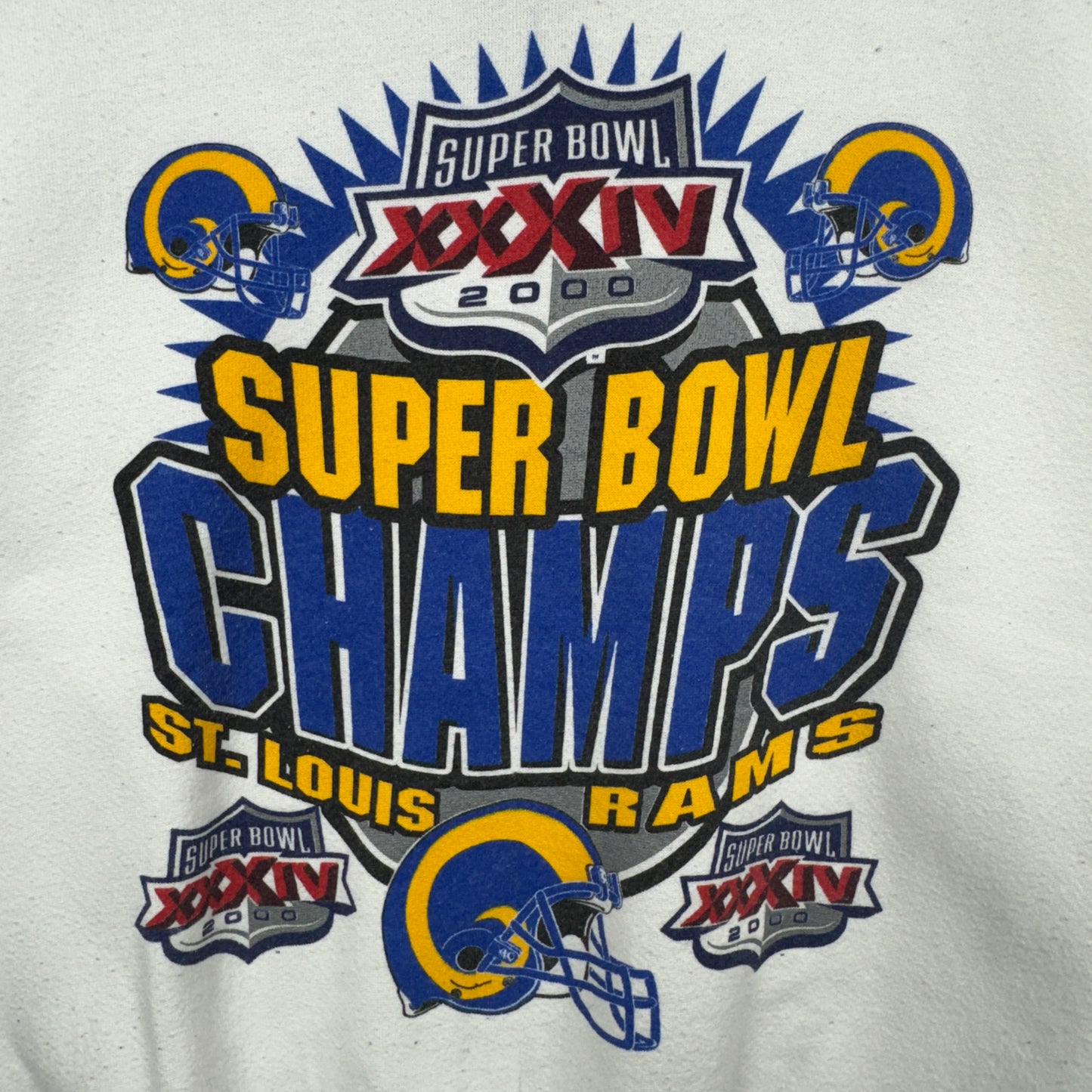 2000 White Rams Super Bowl Crewneck Sweatshirt 4142