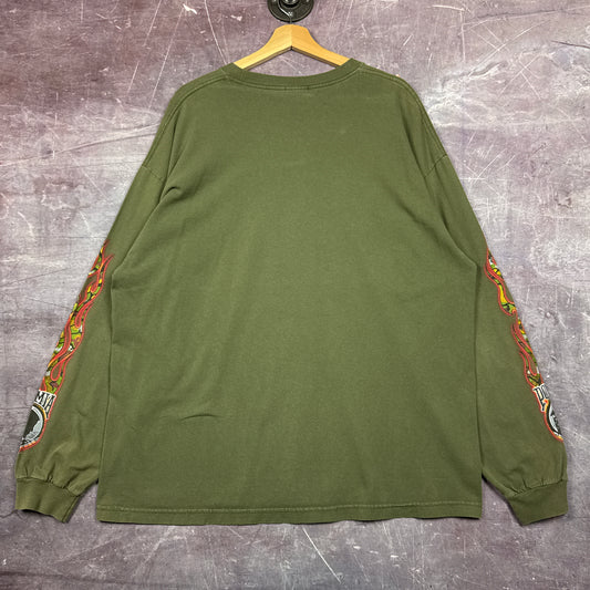 00s Olive Green POW MIA Flame Sleeve Shirt 3090