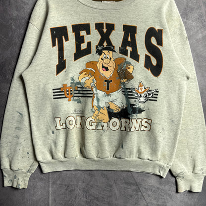 90s Grey Flinstones Texas Longhorns Crewneck Sweatshirt 4443