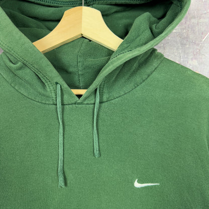 Early 00s Forest Green Nike Essential Logo Mini Swoosh Hoodie XL 1211