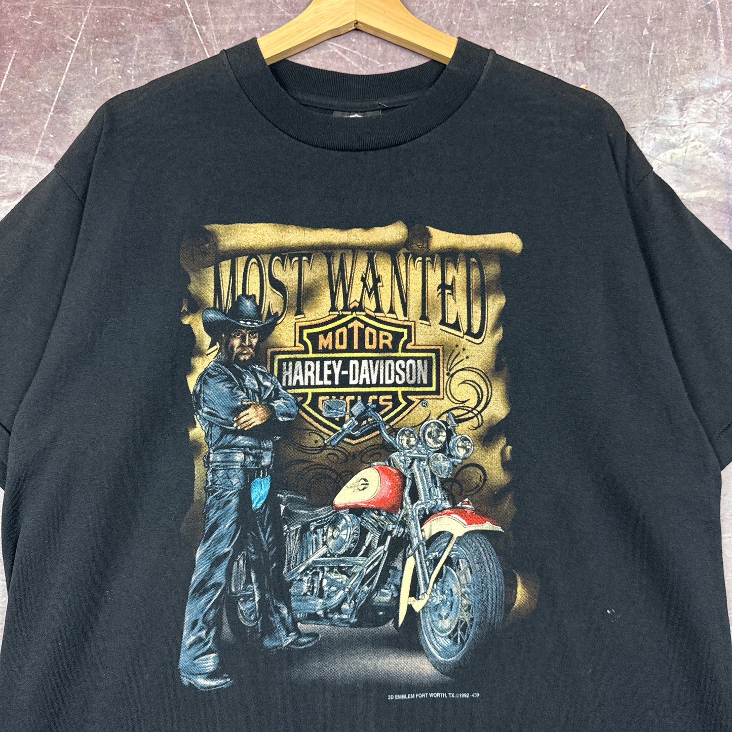 90s Black Harley Davidson 3D Emblem Shirt 3189