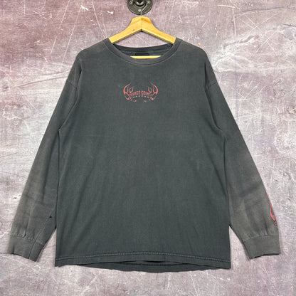 00s Faded Black Orange County Choppers Flame Sleeve Shirt 3048
