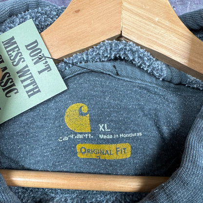 Early 00s Faded Gray Carhartt Essential Logo Hoodie L 0320