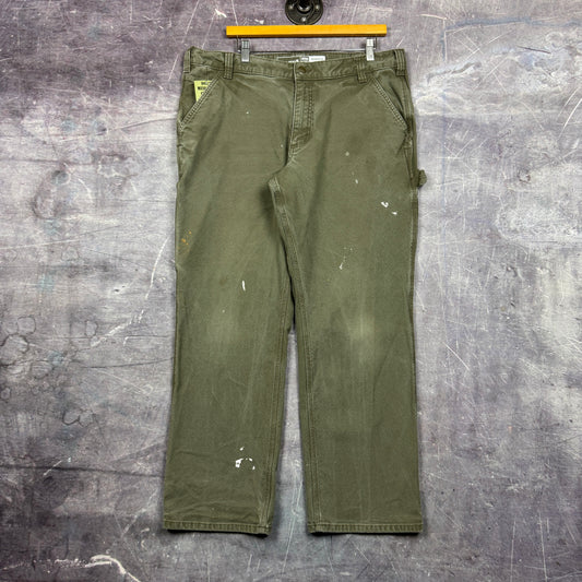 00s Green Carhartt Lightweight Carpenter Baggy Work Pants 37x29.5 0425