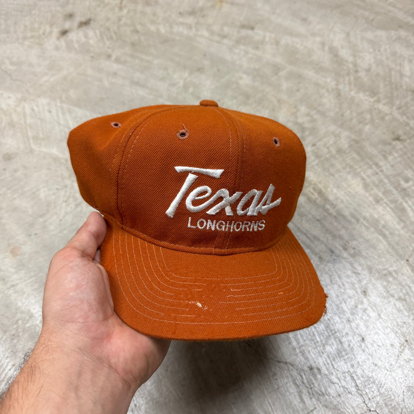 80s Orange University of Texas Longhorns Sports Specialties Single Line Script Snapback Hat