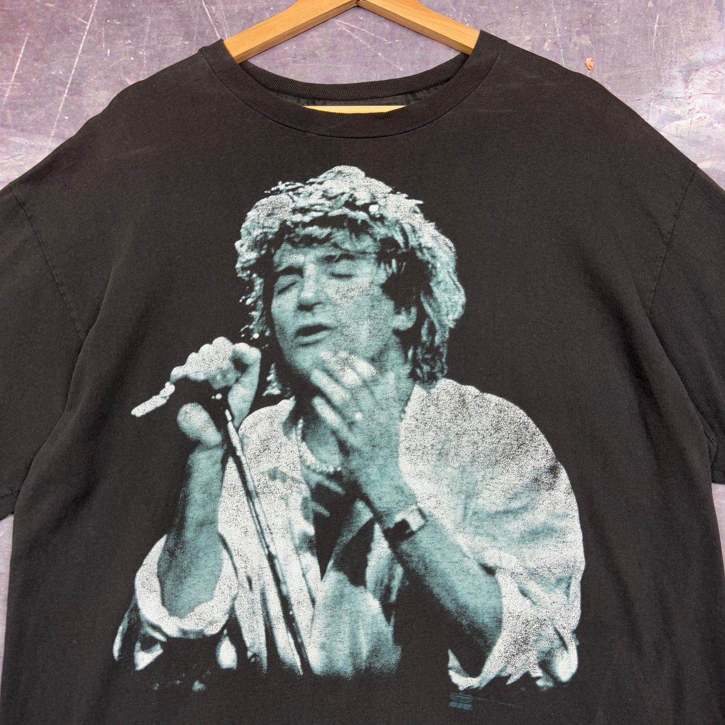 90s Faded Black Rod Stewart A Night To Remember Graphic Shirt L 1125