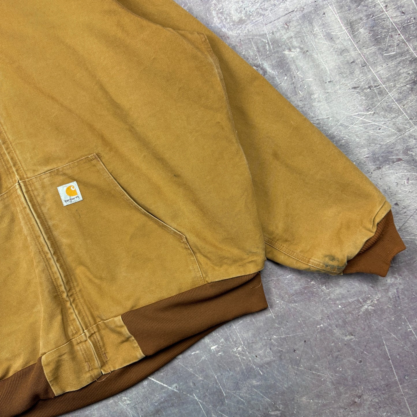 90s Tan Brown Carhartt Pella Embroidered Hooded Active Work Jacket XXL 2360