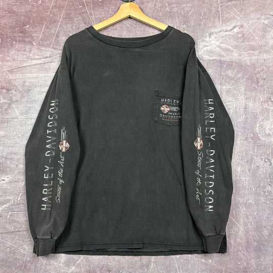 90s Faded Black Harley Davidson Long Sleeve Shirt 3096