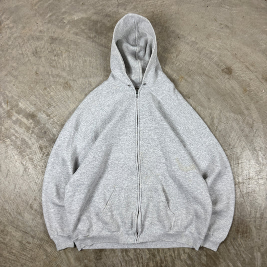 90s Light Gray Tultex Blank Essential Zip-up Hoodie 3XL AP03