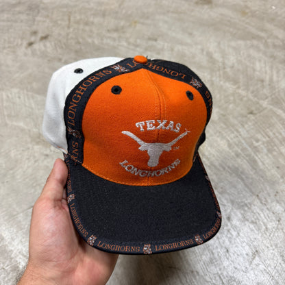 90s Orange University of Texas Longhorns Pro Player Colorblock Bevo Snapback Hat