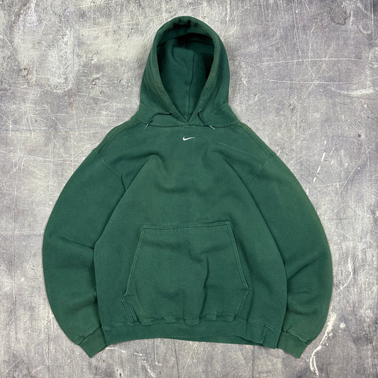 90s Forest Green Nike Center Swoosh Essential Hoodie L C58