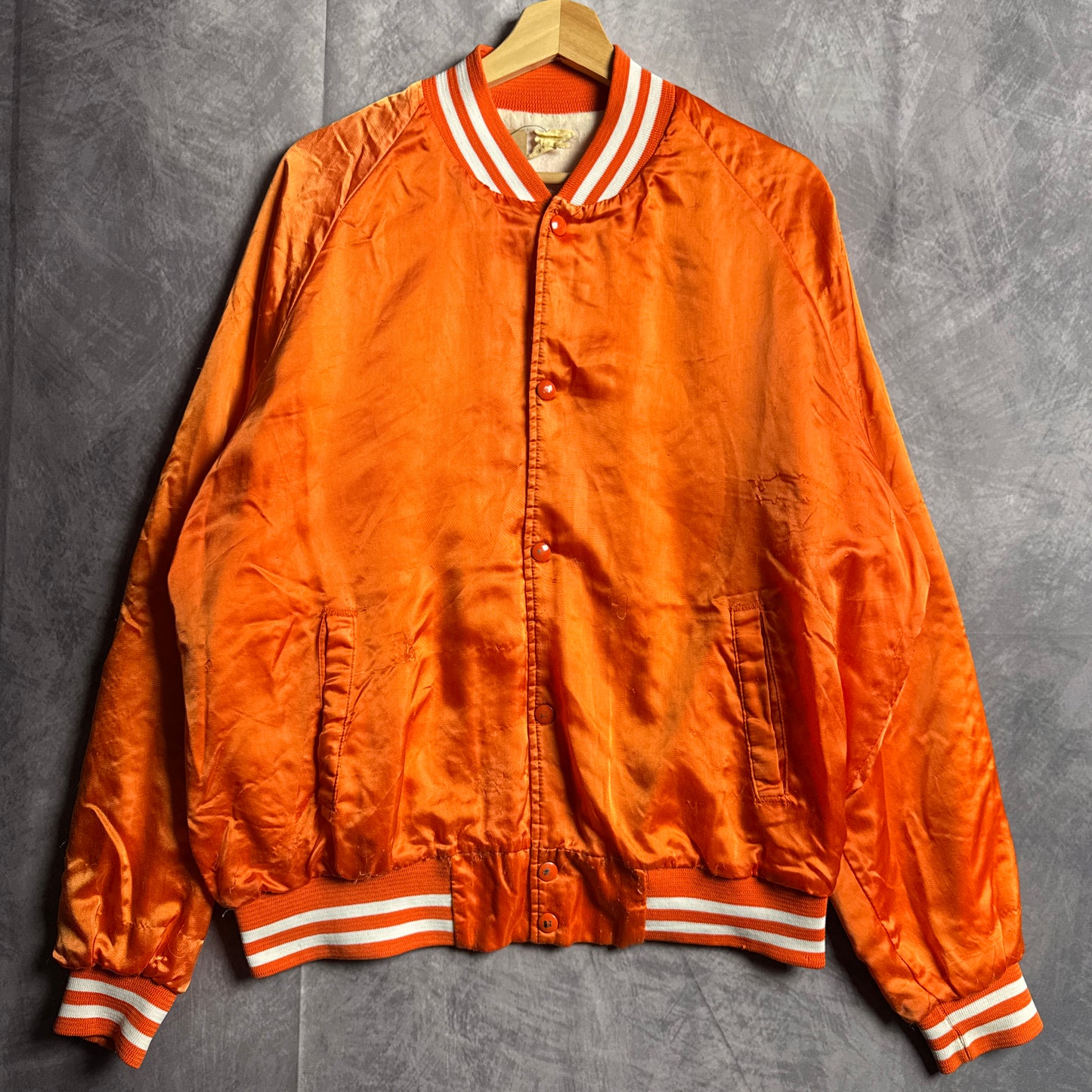 80s Orange Texas Longhorns Satin Bomber Jacket 4466
