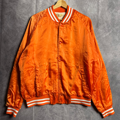 80s Orange Texas Longhorns Satin Bomber Jacket 4466